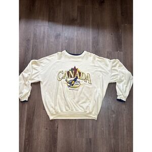 Vintage Whitefish Falls Canada Sweatshirt Mens Cream Duck Vtg‎ 90s Pullover THIN